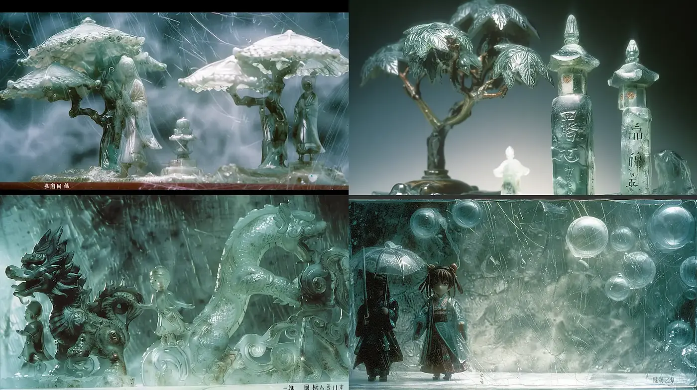Serene Ethereal Landscapes with Delicate Translucent Elements - Midjourney sref style