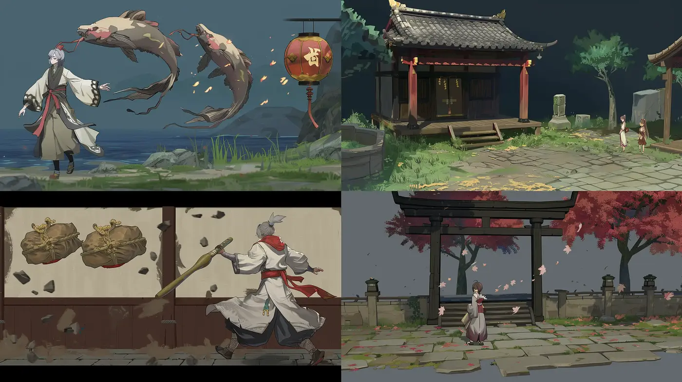 Stylized Asian-Inspired Serenity Sequence - Midjourney sref style