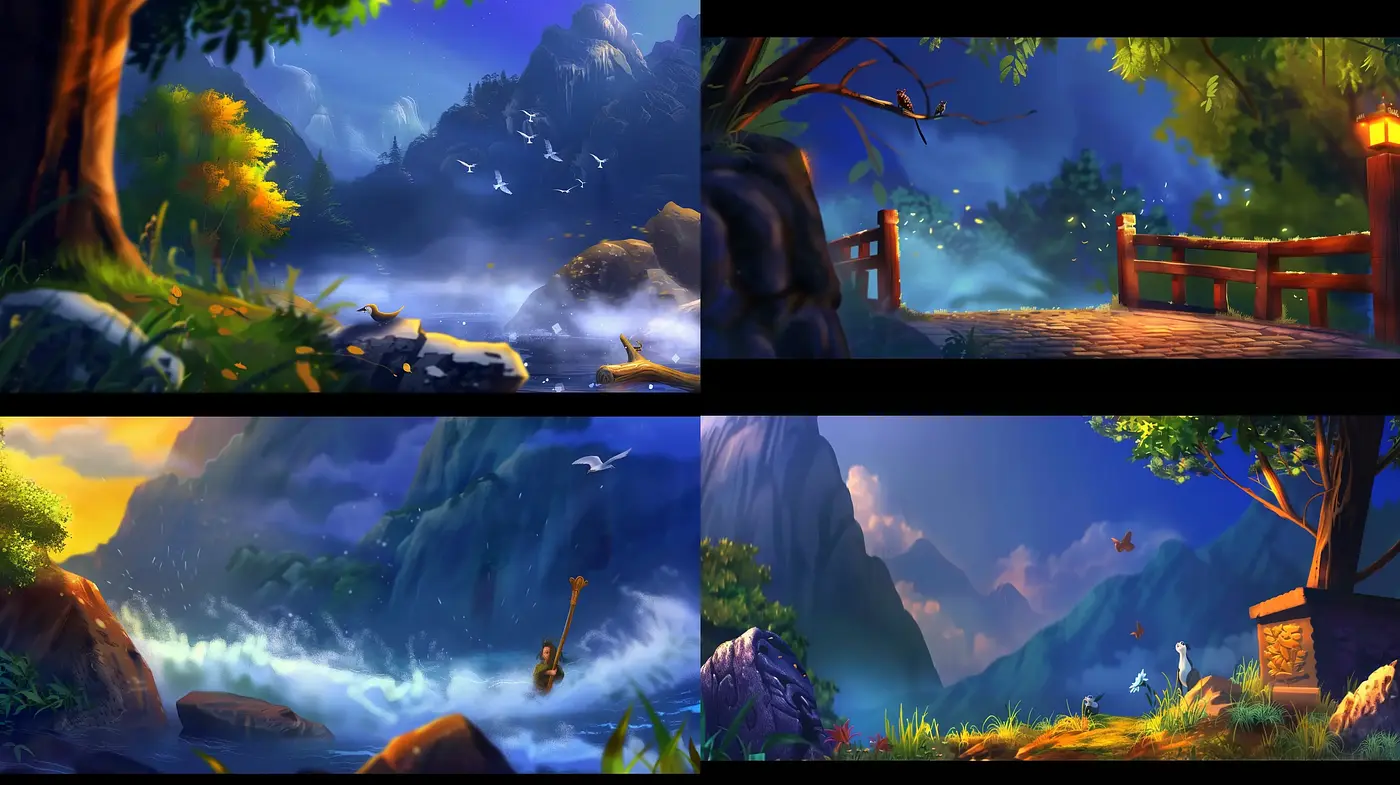 Enchanted Wilderness: A Tapestry of Lush Landscapes in Vivid Hues - Midjourney sref style