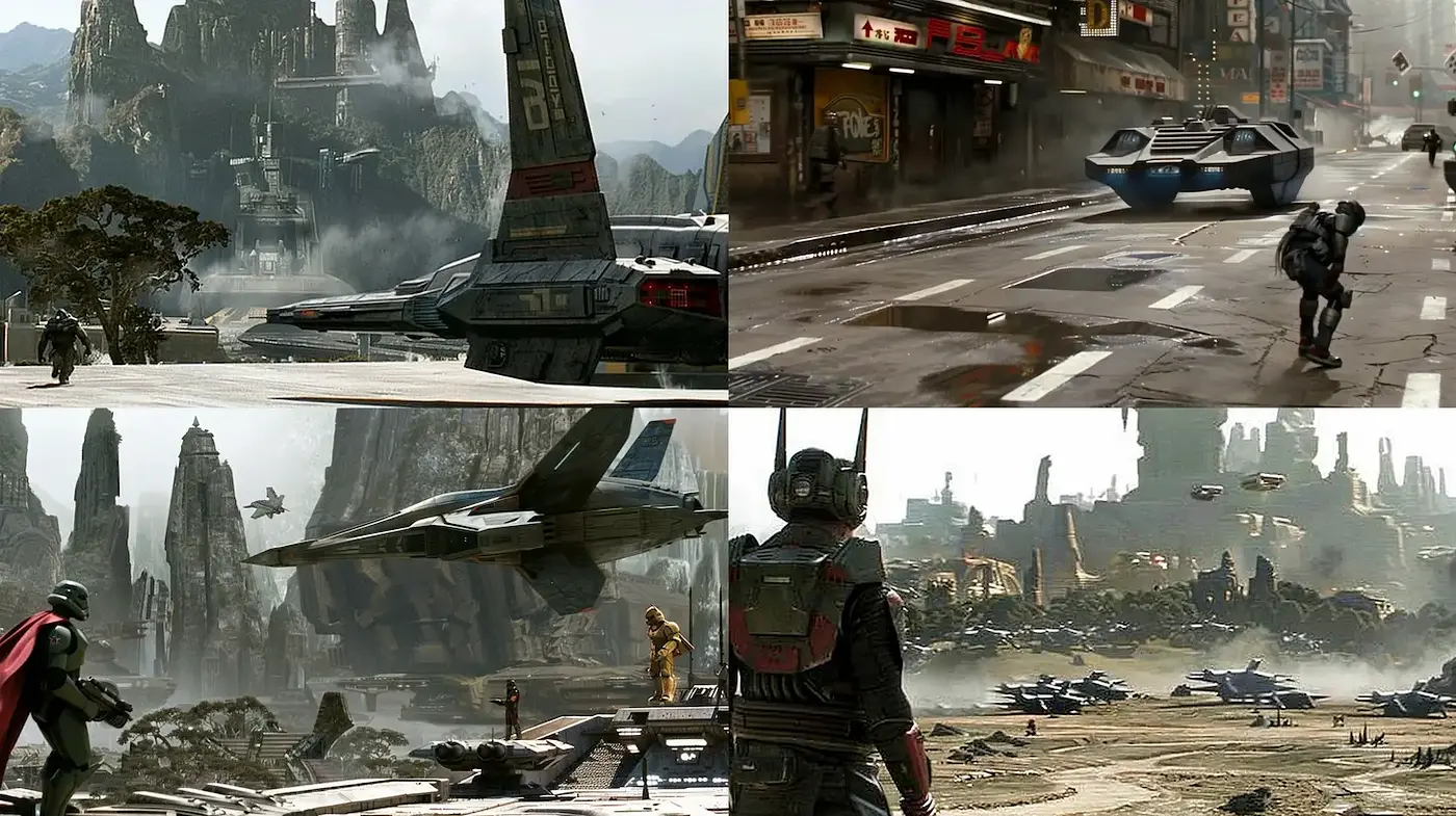 Futuristic Sci-Fi Landscapes with Dynamic Environmental Interplay - Midjourney sref style
