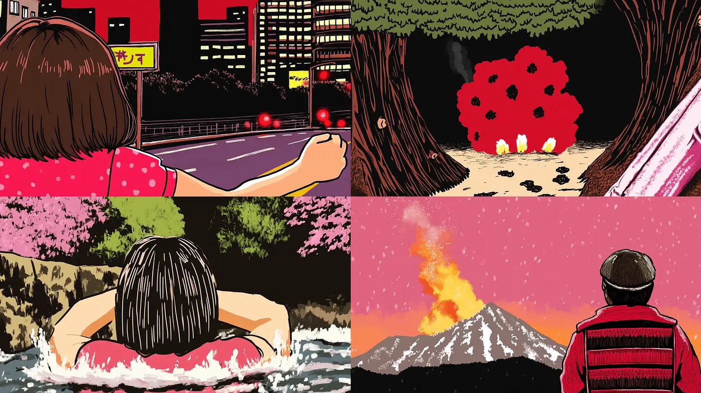 Evocative Panoramic Vistas with a Bold and Stylized Anime Essence - Midjourney sref style