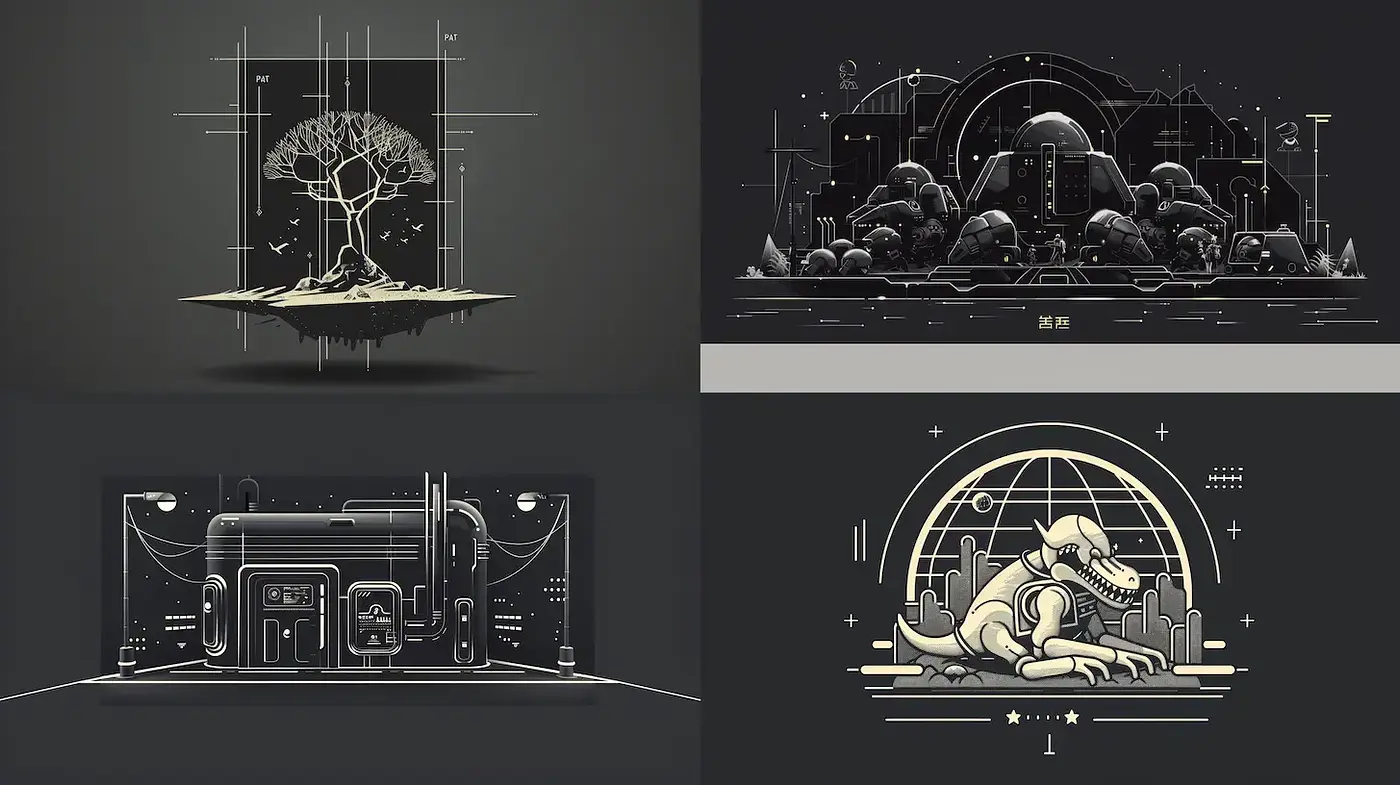 Monochromatic Retro-Futurism with a Nostalgic Sci-Fi Edge - Midjourney sref style