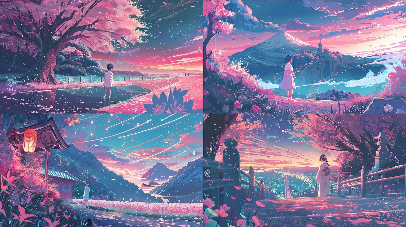 Ethereal Twilight: A Harmonious Blending of Vibrant Twilight Hues in a Dreamlike Setting - Midjourney sref style