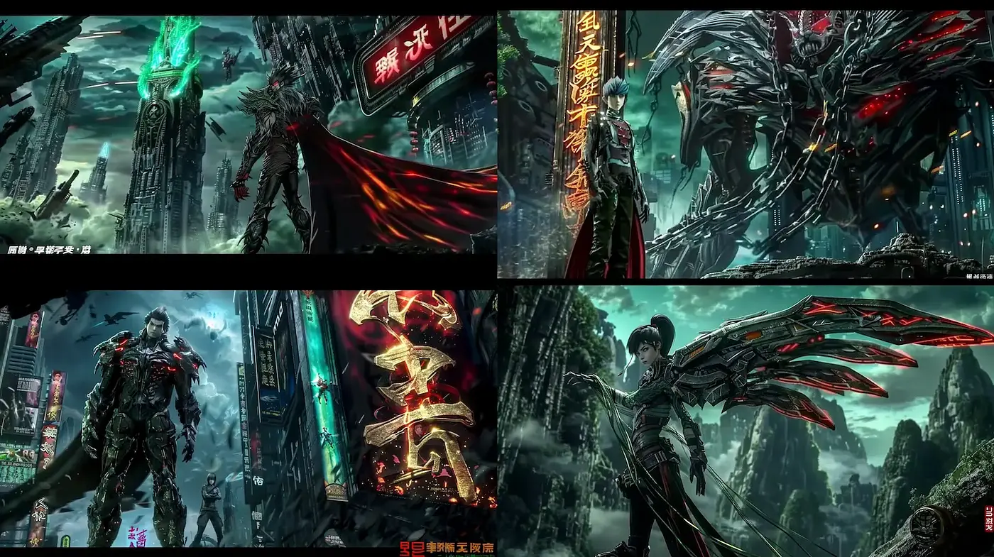 Futuristic Dystopian Scenes with Dark Elements and Ethereal Lighting - Midjourney sref style