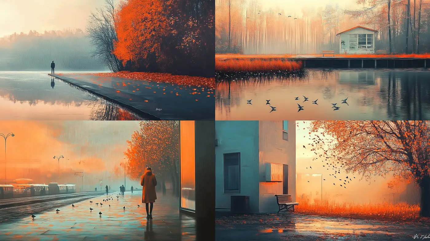 Ethereal Autumnal Hues in Cinematic Serenity - Midjourney sref style
