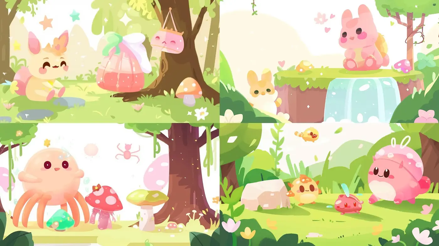 Whimsical Nature-Focused Illustrative Series - Midjourney sref style