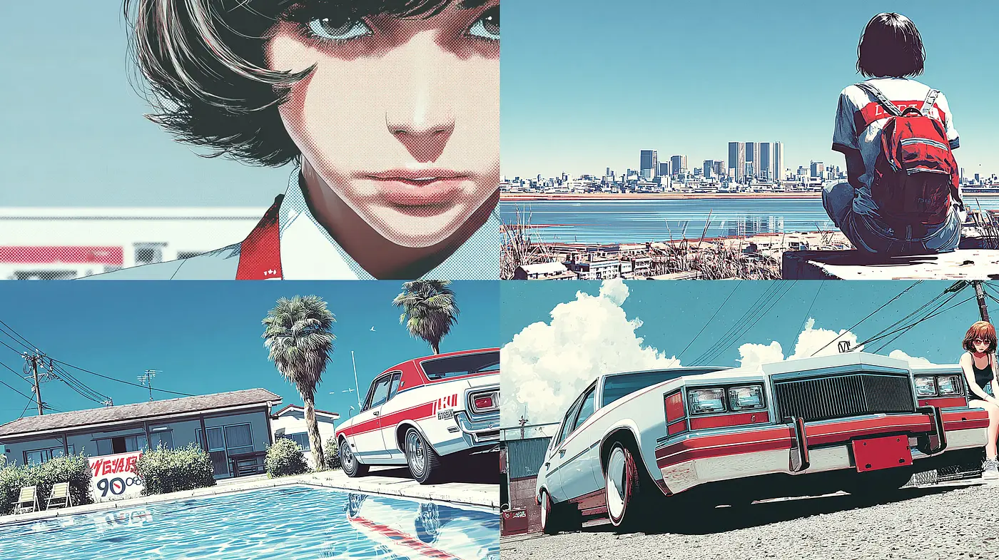 Stylized Retro Aesthetic with Urban Influences and Nostalgic Vibes - Midjourney sref style