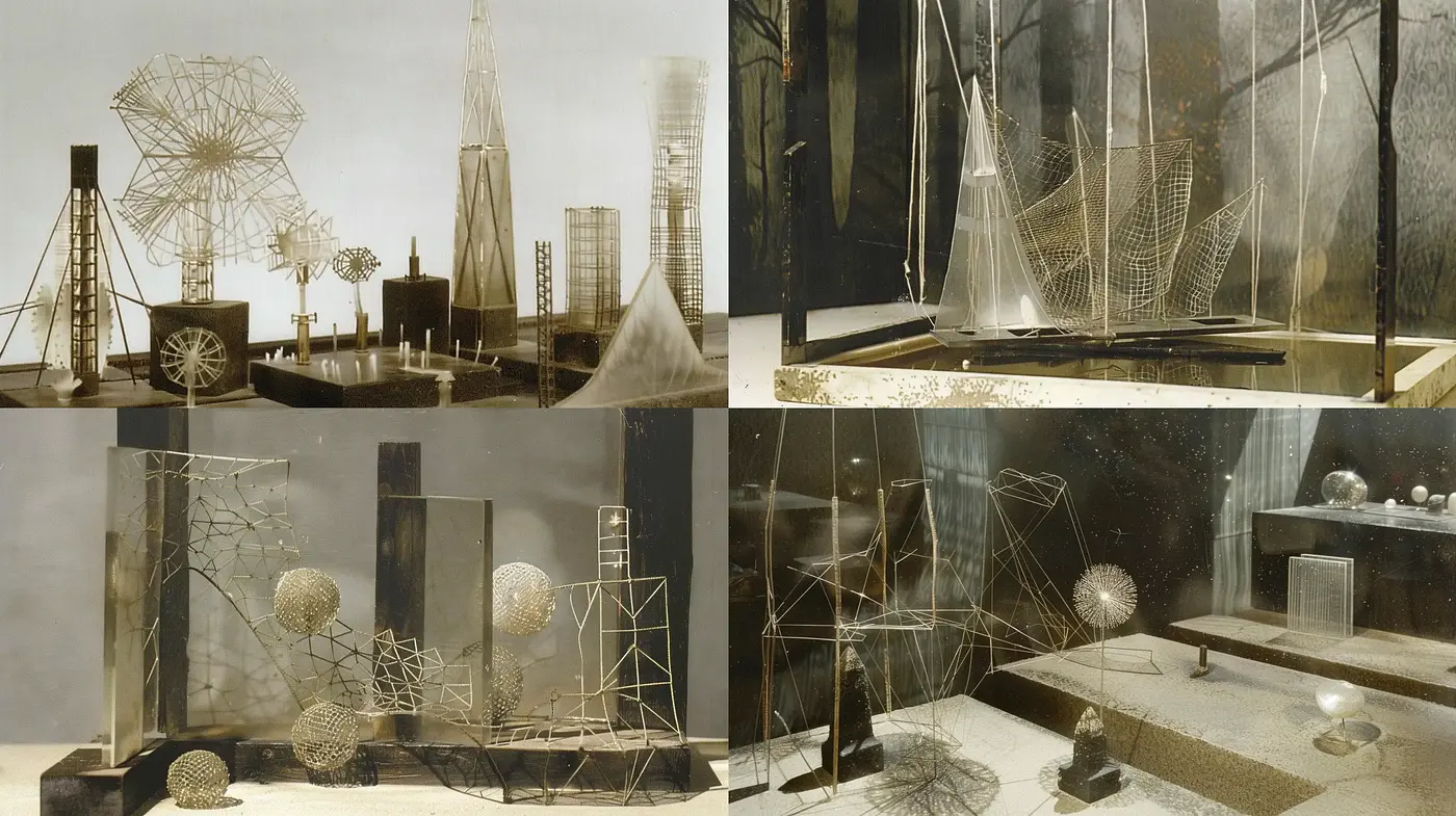Sepia-toned Dreamscapes of Geometric Harmony - Midjourney sref style