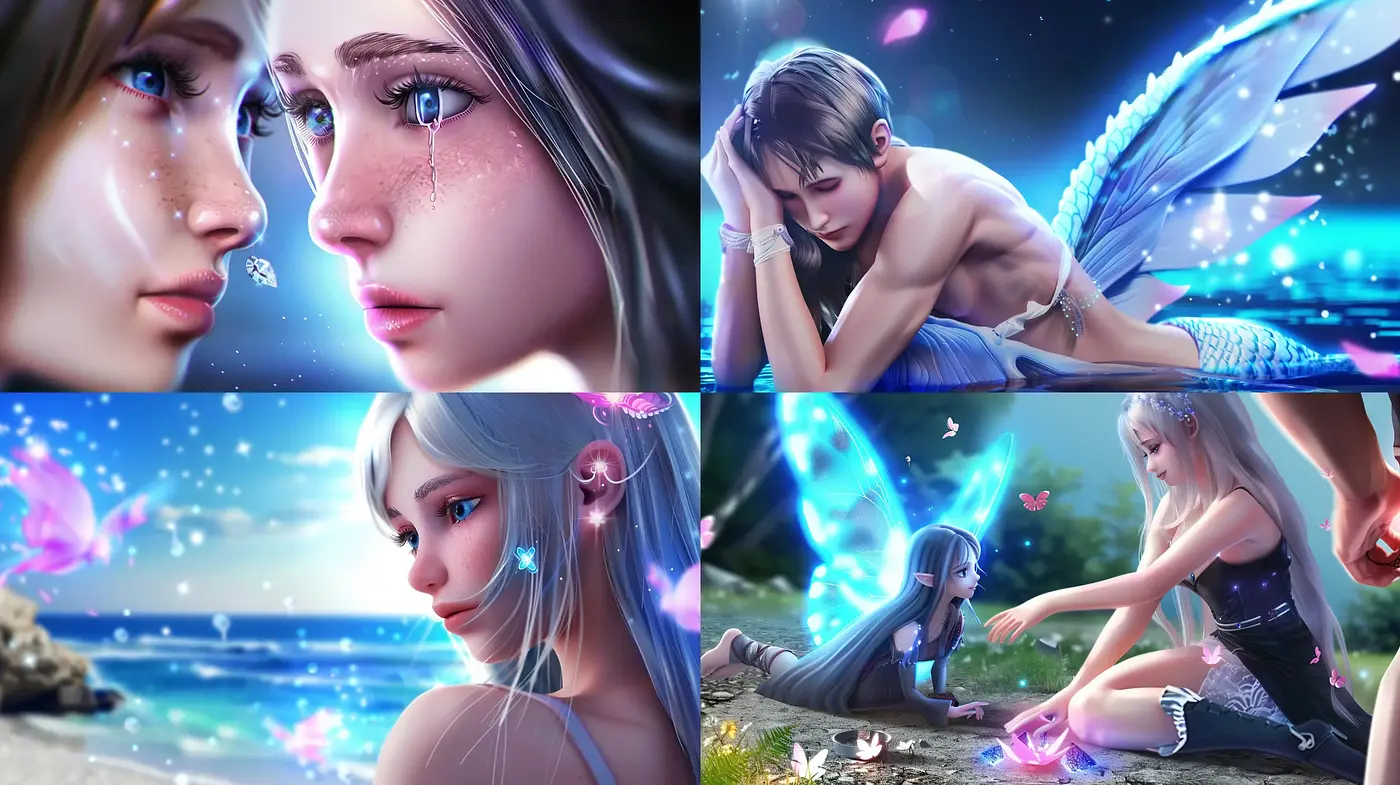Ethereal Fantasy Portraiture with Luminous Blue Overtones - Midjourney sref style