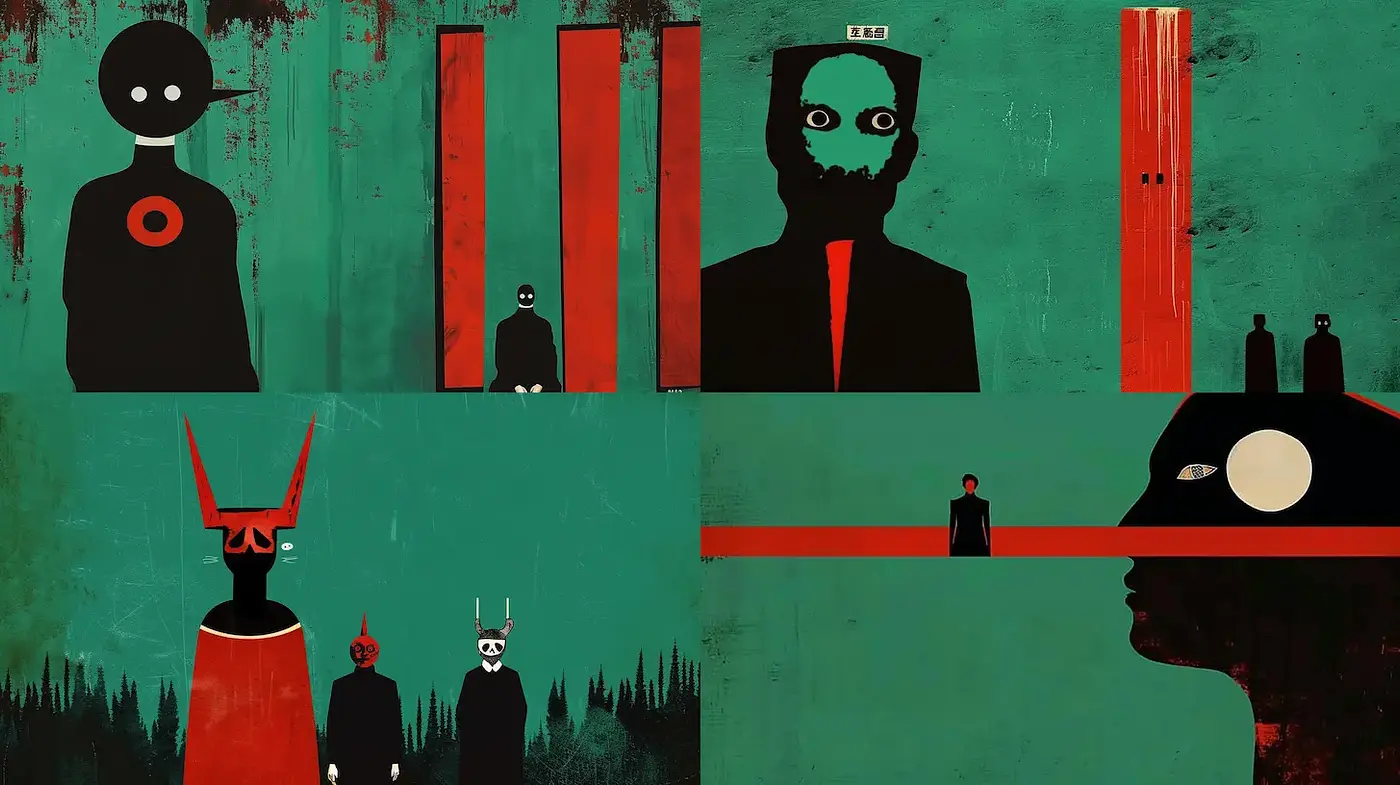 Surreal, minimalist artwork with strong geometric shapes and contrast - Midjourney sref style