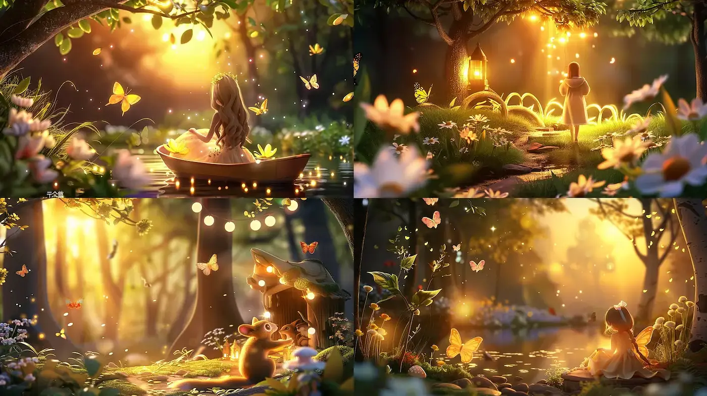 Enchanting and Whimsical Forest Scenes with Ethereal Glow - Midjourney sref style