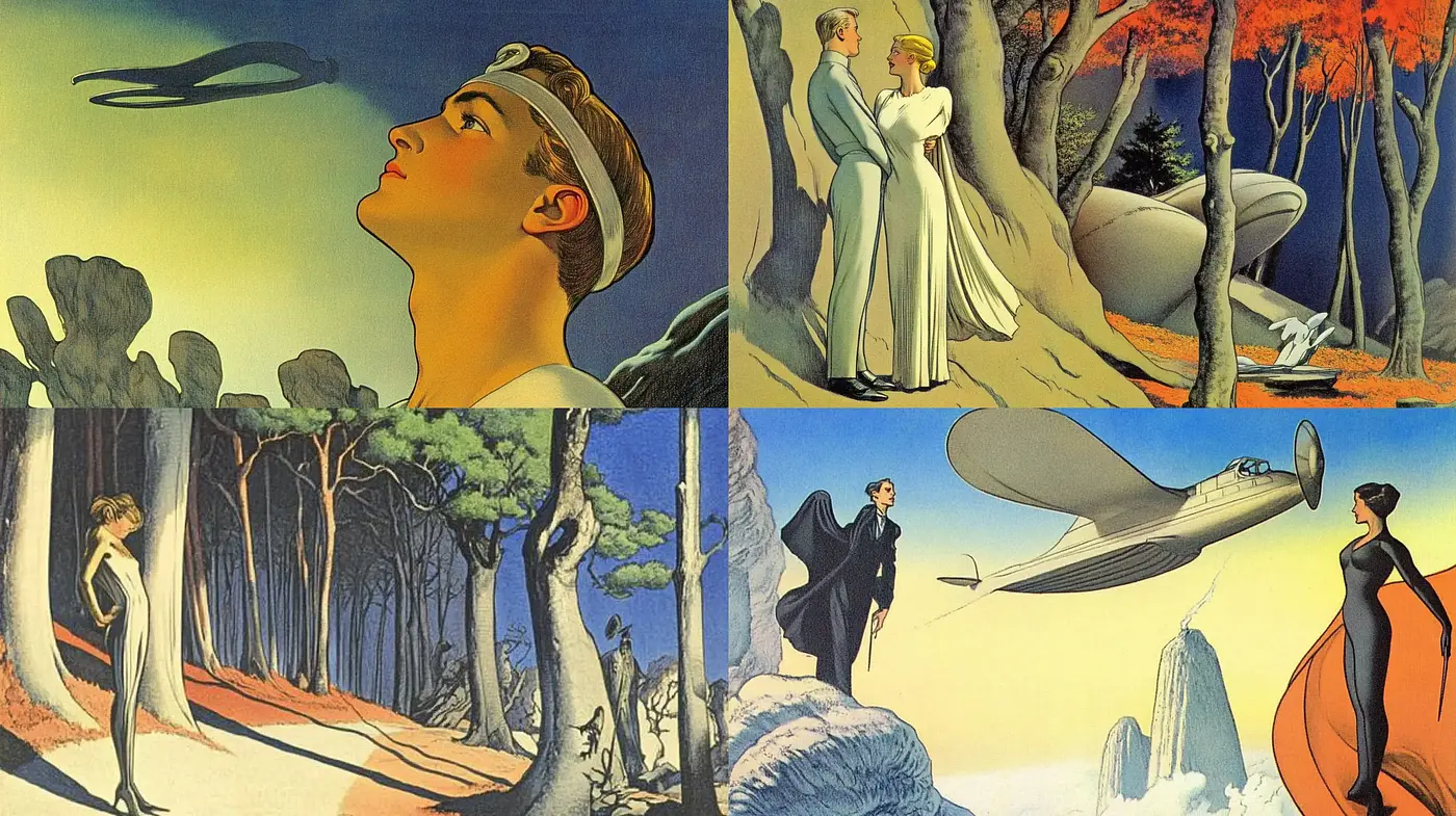 Ethereal Retro-Futurism with Art Deco Elegance - Midjourney sref style