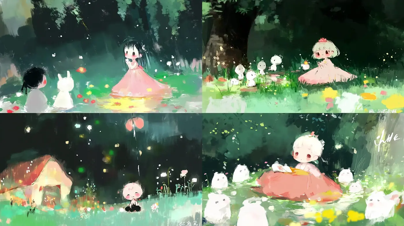 Enchanted Brushstrokes of a Whimsical Forest - Midjourney sref style