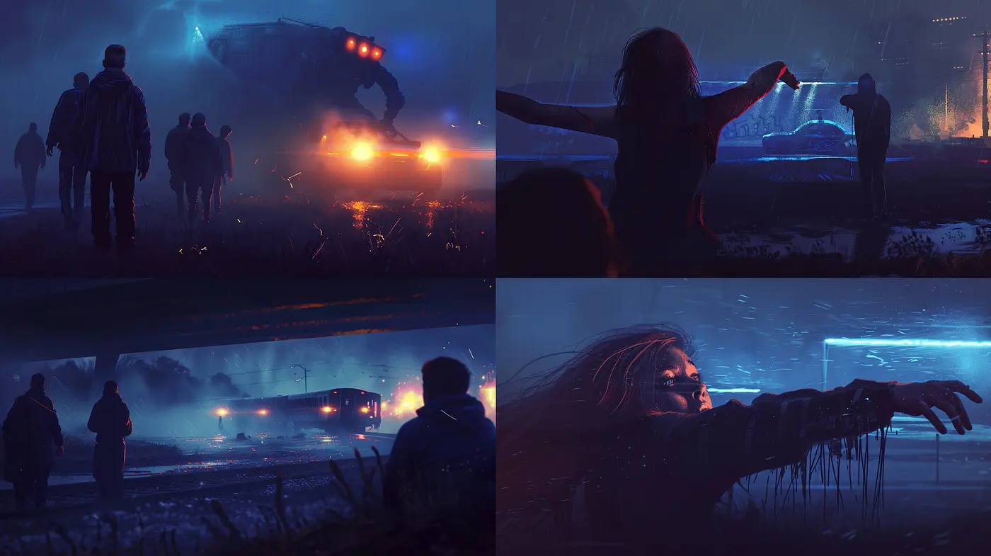 Mystic Twilight Hues in a Cinematic Sci-Fi Tableau - Midjourney sref style