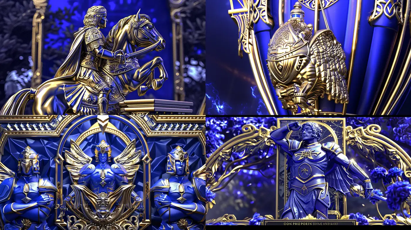 Royal Ultramarine Elegance: A Neoclassical Digital Fusion - Midjourney sref style