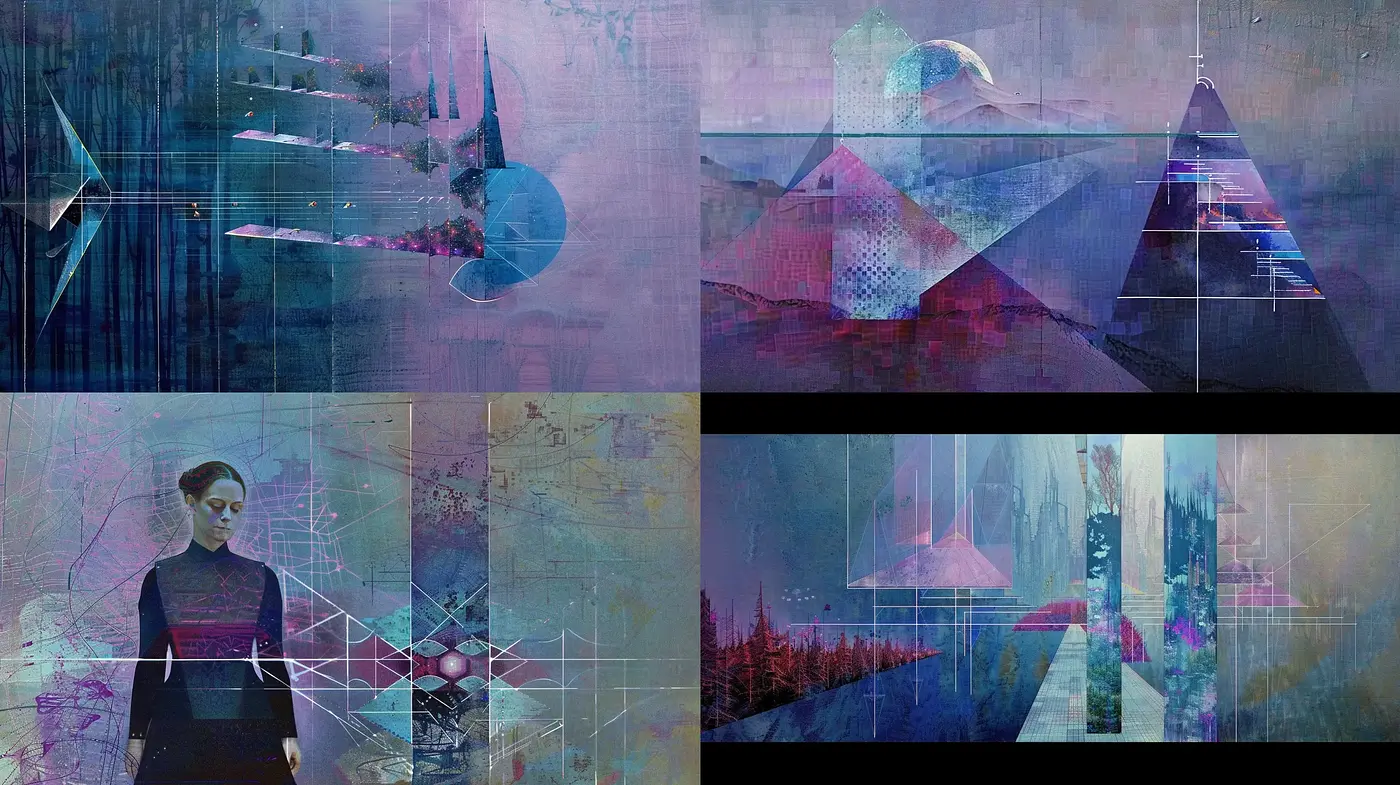 Ethereal Cybernetic Dreamscape: A Fusion of Digital Abstract Impressionism - Midjourney sref style