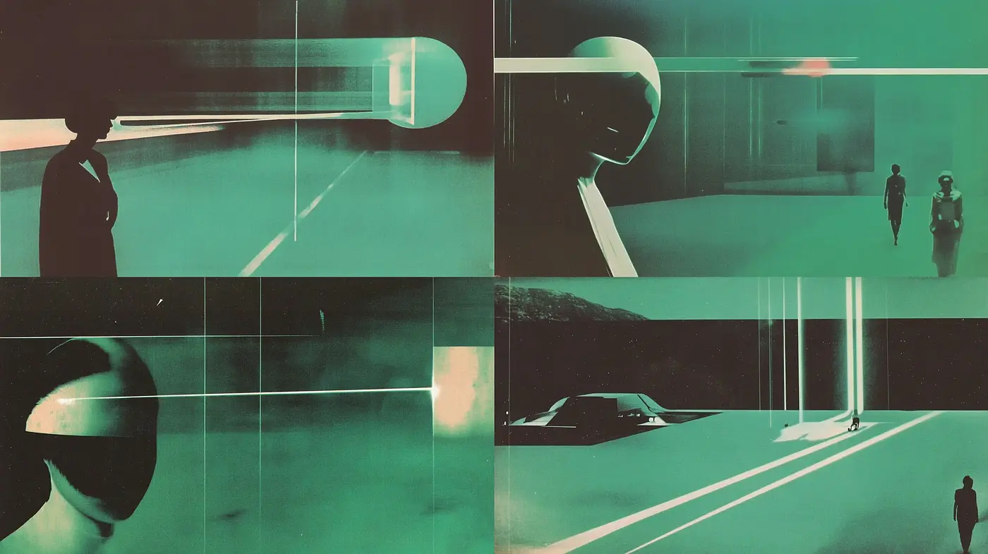 Retrofuturistic Dreamscape with a Homage to Cinematography of the 70s and 80s - Midjourney sref style