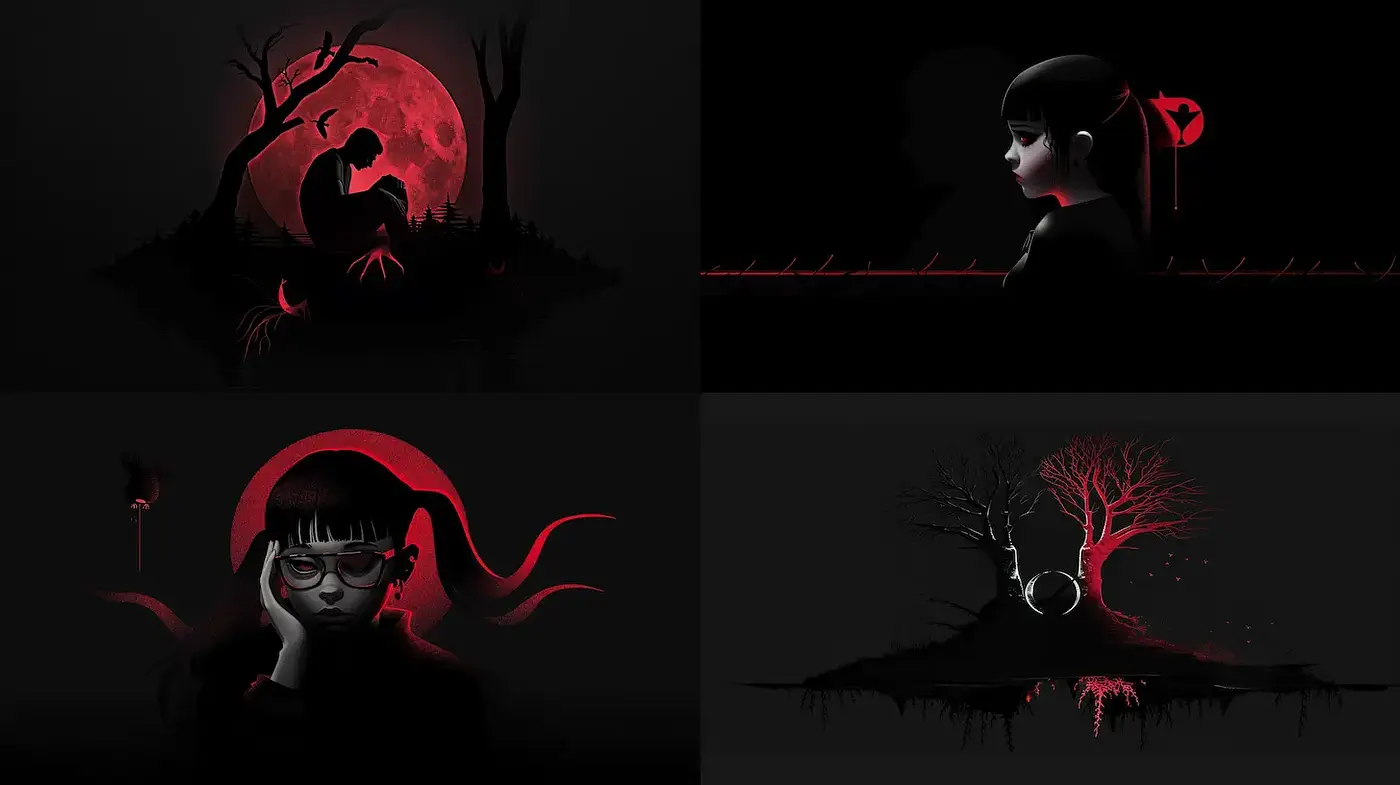 Dark and Atmospheric Illustrations with Strong Emotional Impact - Midjourney sref style