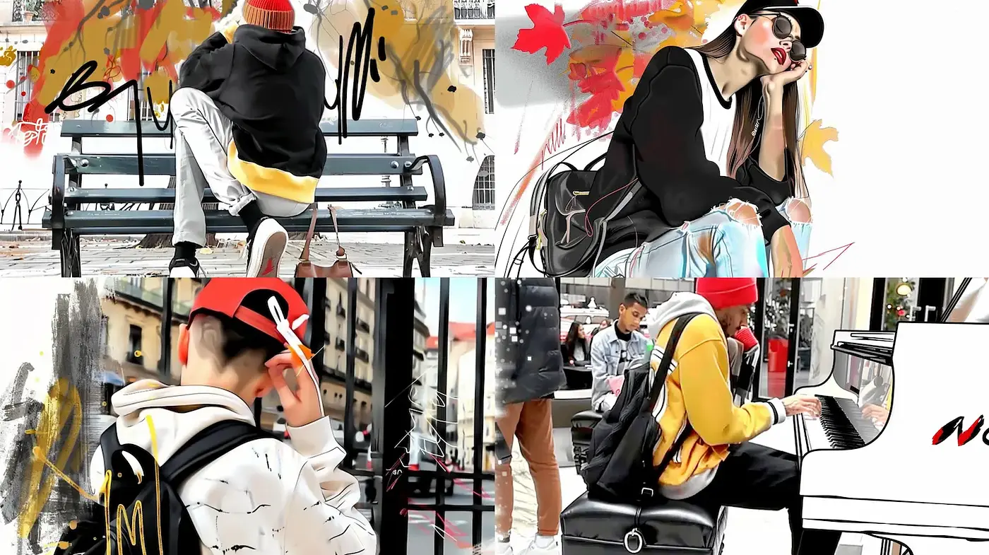 Contemporary Urban Illustrative Style with a Hint of Street Art - Midjourney sref style