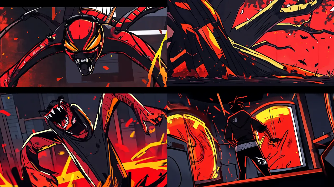 Dynamic Comic Book Visuals with Energetic Color Contrasts - Midjourney sref style