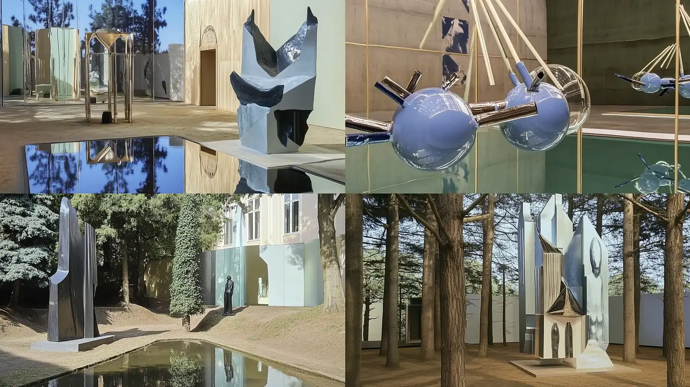 Harmonious Convergence of Nature and Contemporary Sculpture - Midjourney sref style