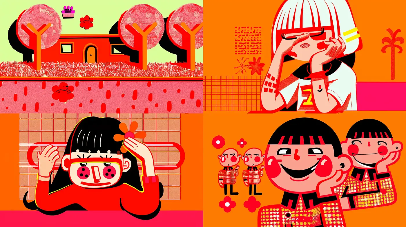 Vibrant Contrasts and Simplified Forms in Contemporary Pop Art - Midjourney sref style