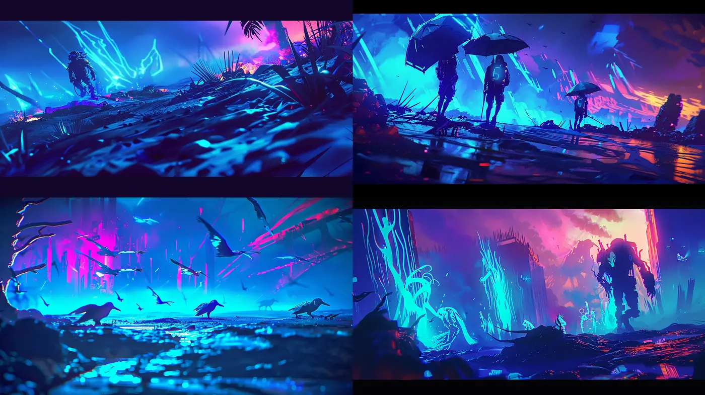 Neon Dystopia: A Vivid Synthesis of Futuristic Worlds - Midjourney sref style