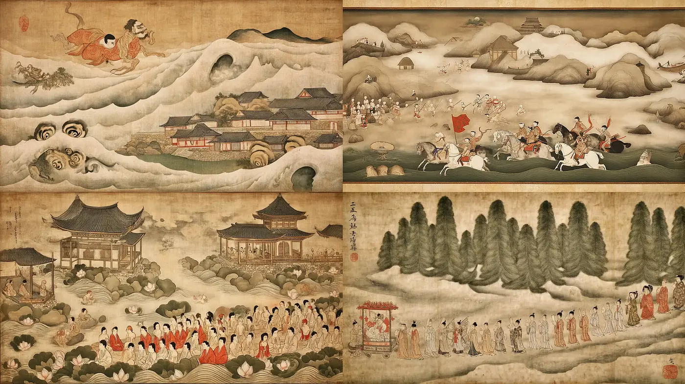 Traditional East Asian Thematic Representation with Narrative Elements - Midjourney sref style