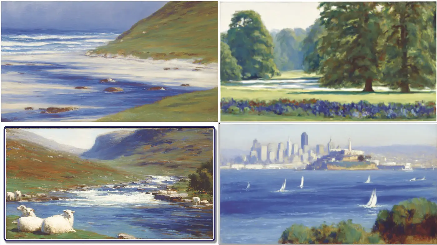 Serene Landscapes with Impressions of Nature and Cityscape - Midjourney sref style
