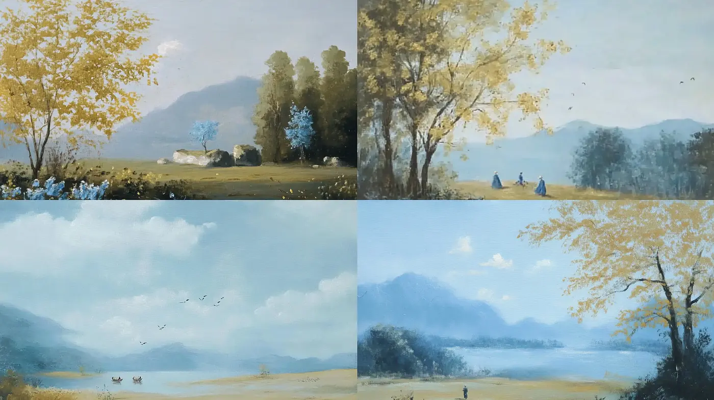 Idyllic Pastoral Vistas: A Serene Homage to 19th-Century Landscape Painting - Midjourney sref style