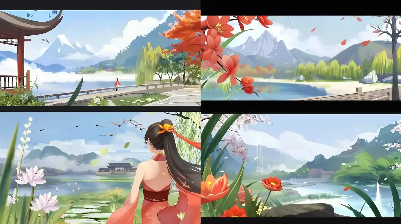Harmonious Fusion of Nature and Traditional Aesthetics in Serene Landscapes - Midjourney sref style