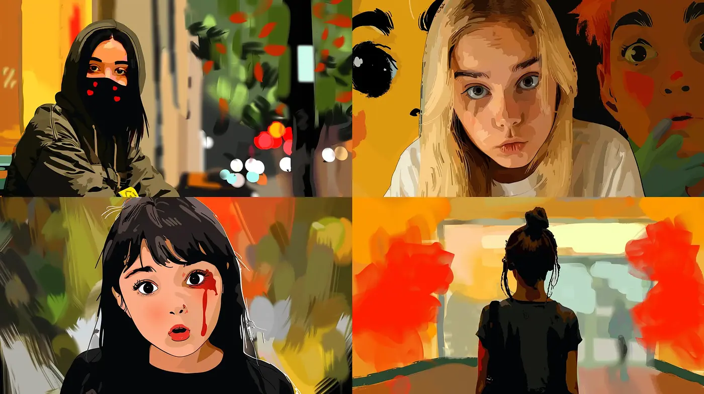 Vivid Brushwork Emotions in Bold Cinematic Palette - Midjourney sref style