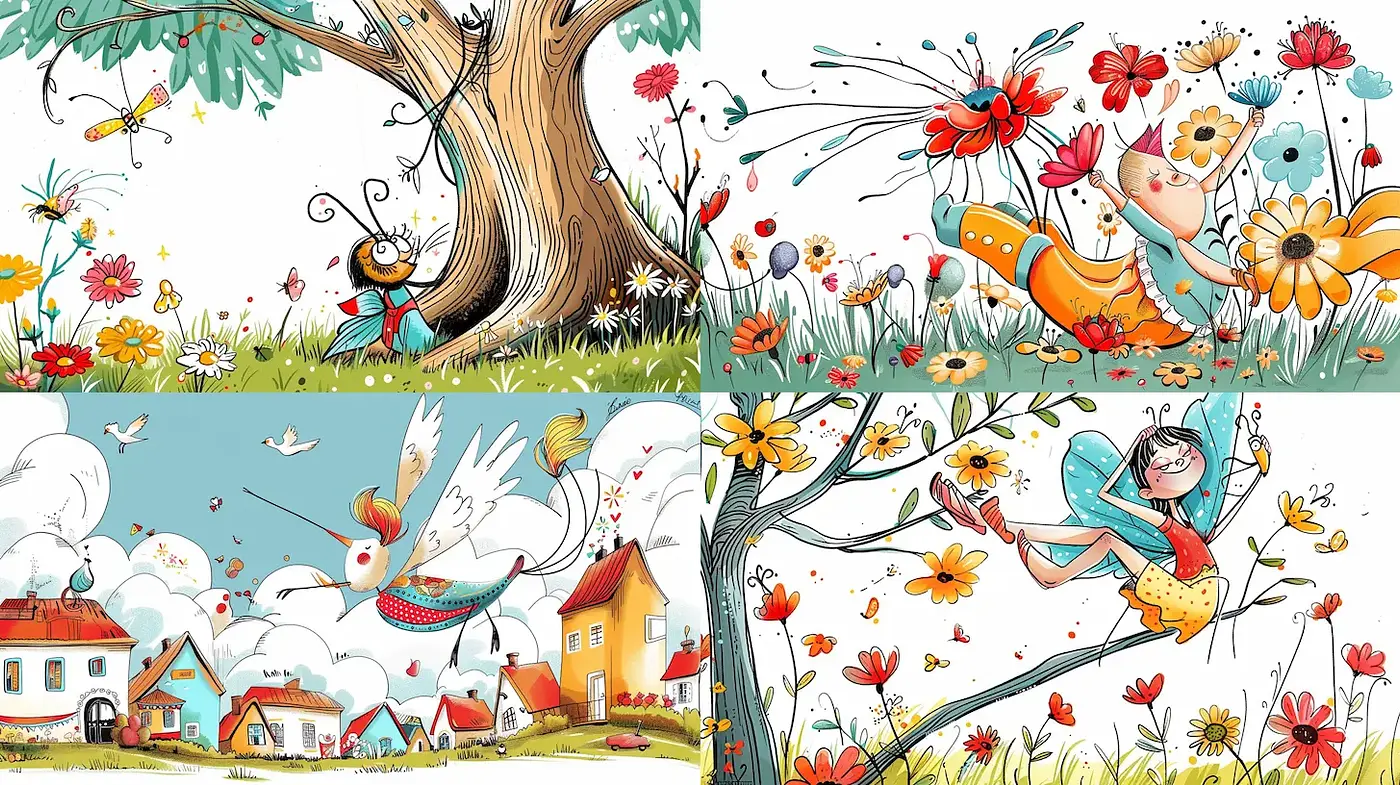 Whimsical and Vibrant Illustrated Fantasy - Midjourney sref style