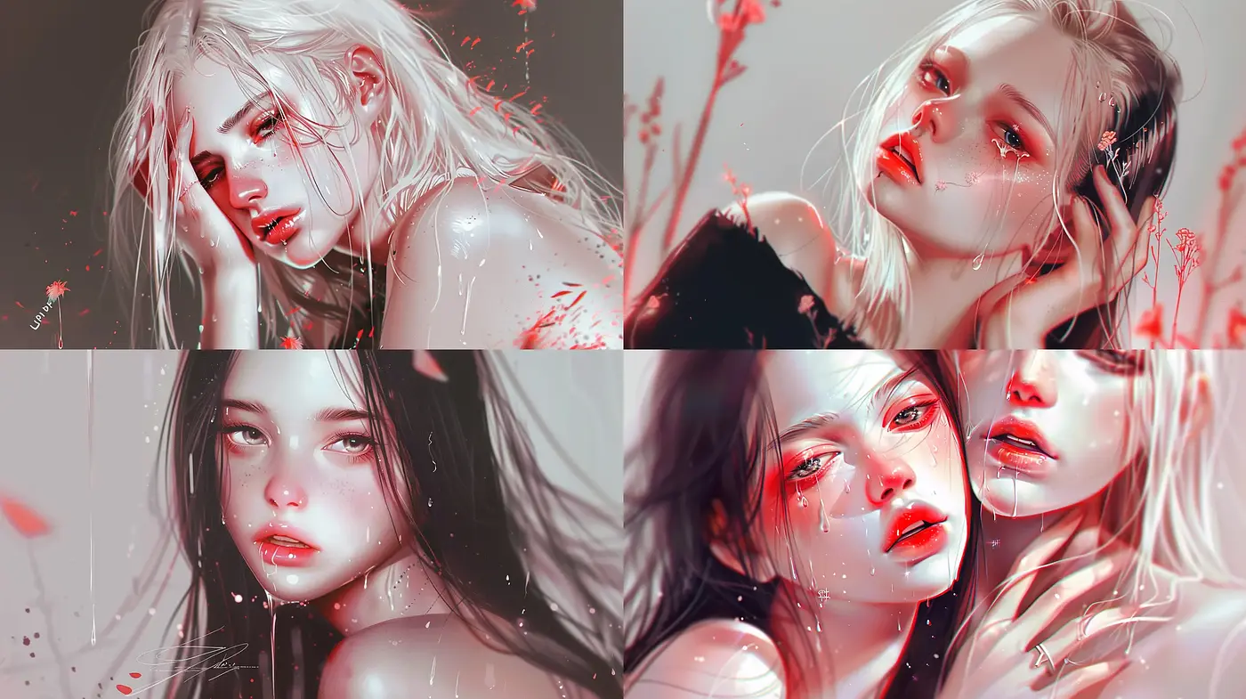 Ethereal Crimson Dreamscape Portraiture - Midjourney sref style