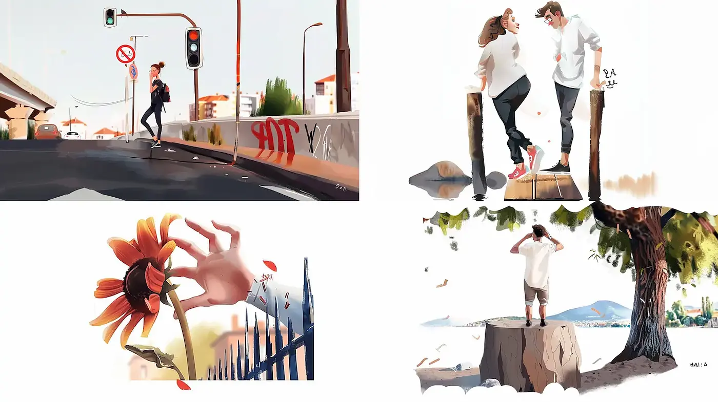 Whimsical Illustrations with a Modern Aesthetic and Soft Textures - Midjourney sref style