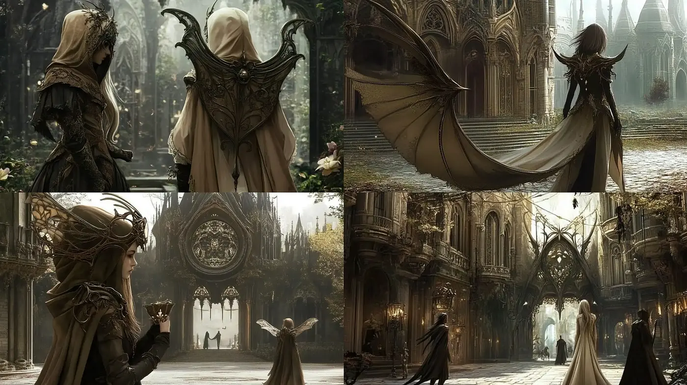 Gothic Elegance in Sepia: A Journey Through Medieval Fantasy - Midjourney sref style