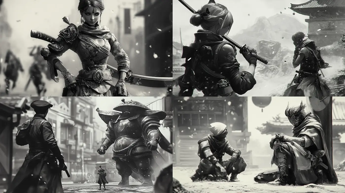 Monochromatic Elegance: A Cinematic Homage in Grayscale - Midjourney sref style