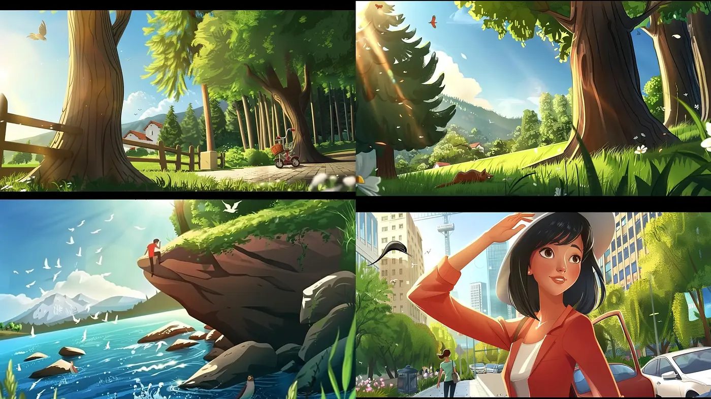 Idyllic Serenity in a Lush Vivid Landscape: A Celebration of Nature and Light - Midjourney sref style