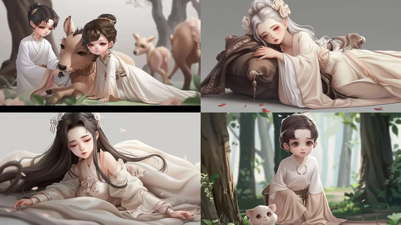 Ethereal Serenity: A Harmonious Blend of East Asian Elegance and Whimsical Fantasy Artistry - Midjourney sref style
