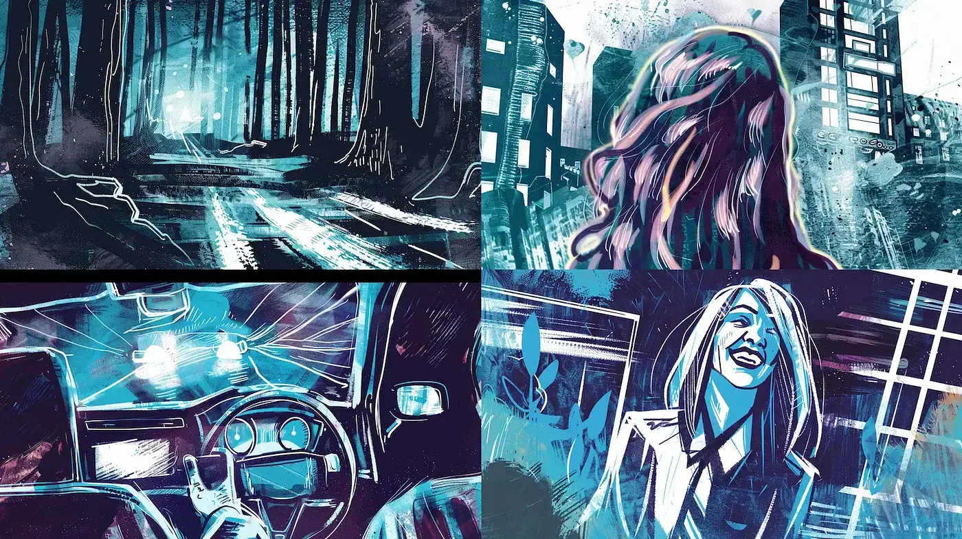 Nocturnal Hues and Contrasts: A Study in Cyan and Indigo - Midjourney sref style