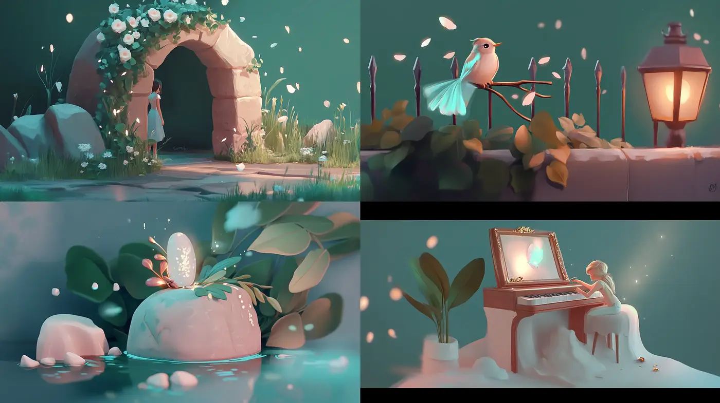 Serene and Ethereal Digital Fantasia in Pastel Tones - Midjourney sref style