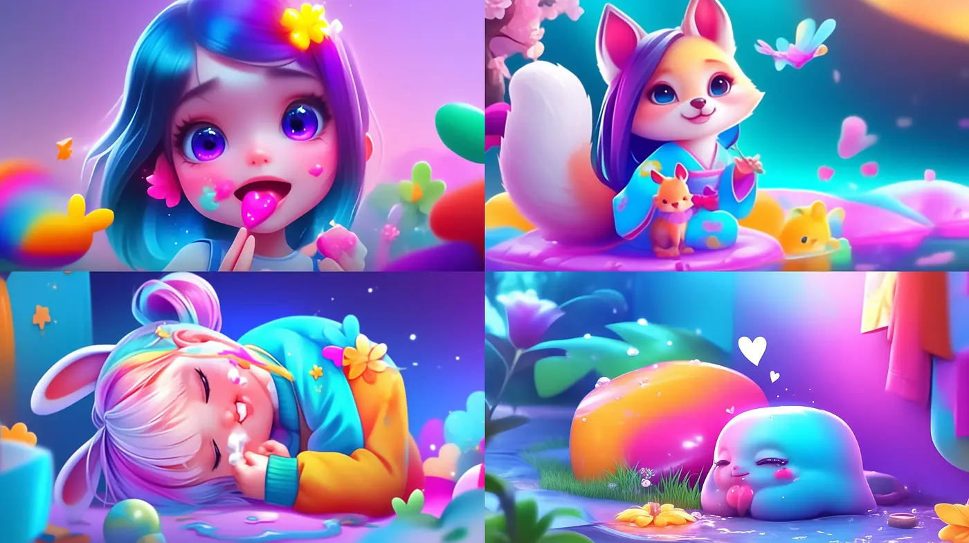 Saturated Whimsy: A Colorful Blend of Cartoonish Delight and Surreal Fantasy - Midjourney sref style