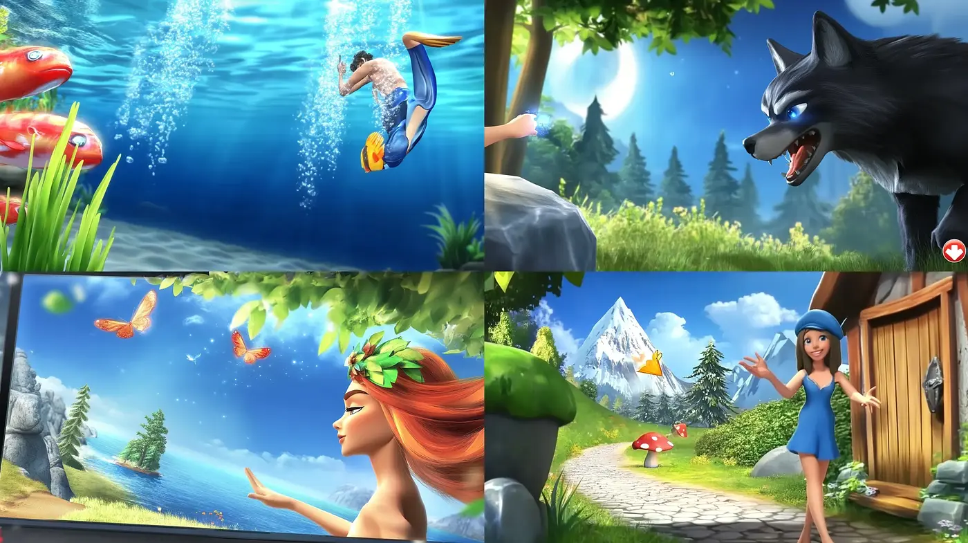 Luminous Fantasia Scapes Embracing a Contemporary Animated Panache - Midjourney sref style