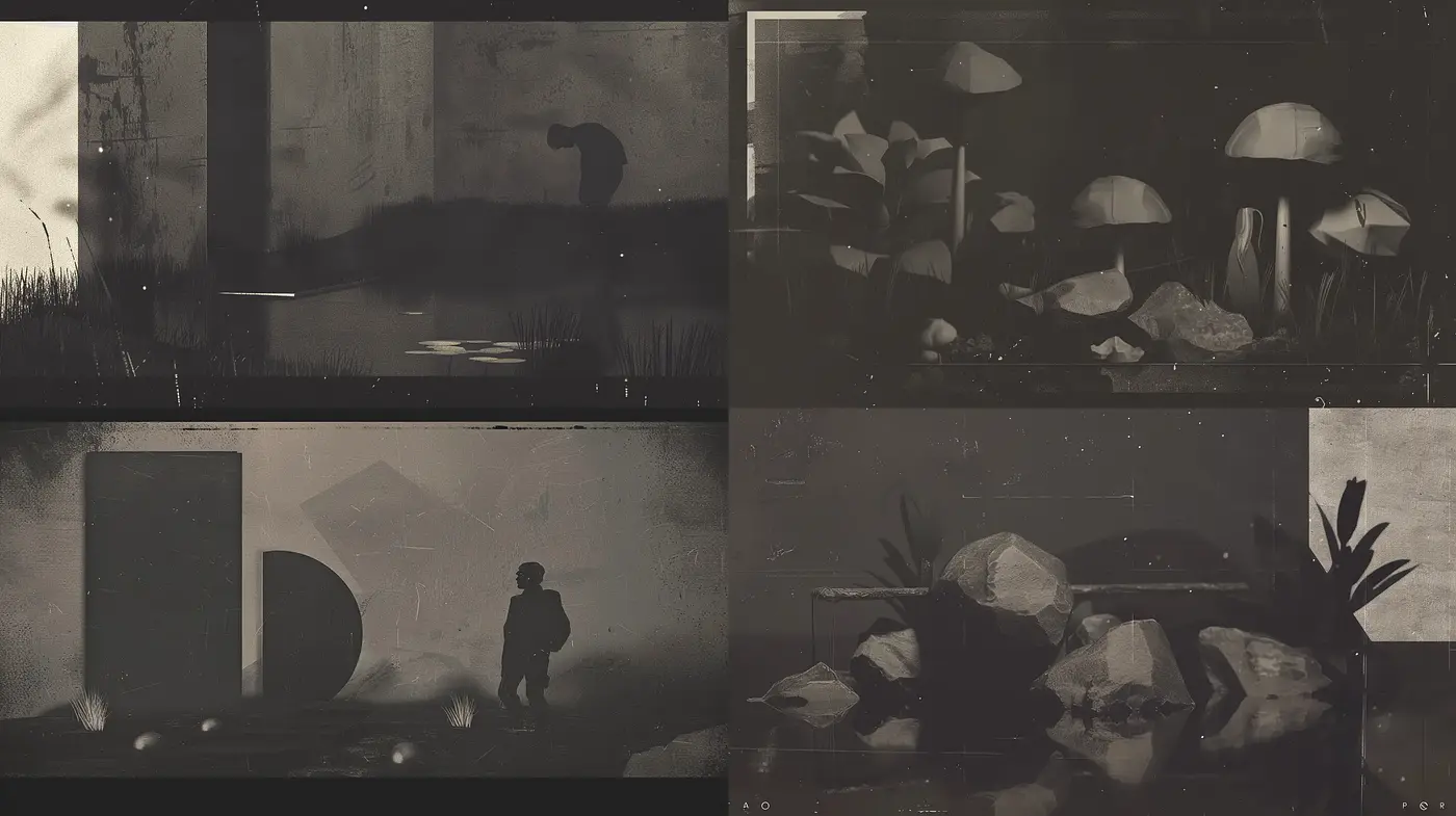 Monochromatic Dreamscape: A Consistent Vision in Greyscale - Midjourney sref style