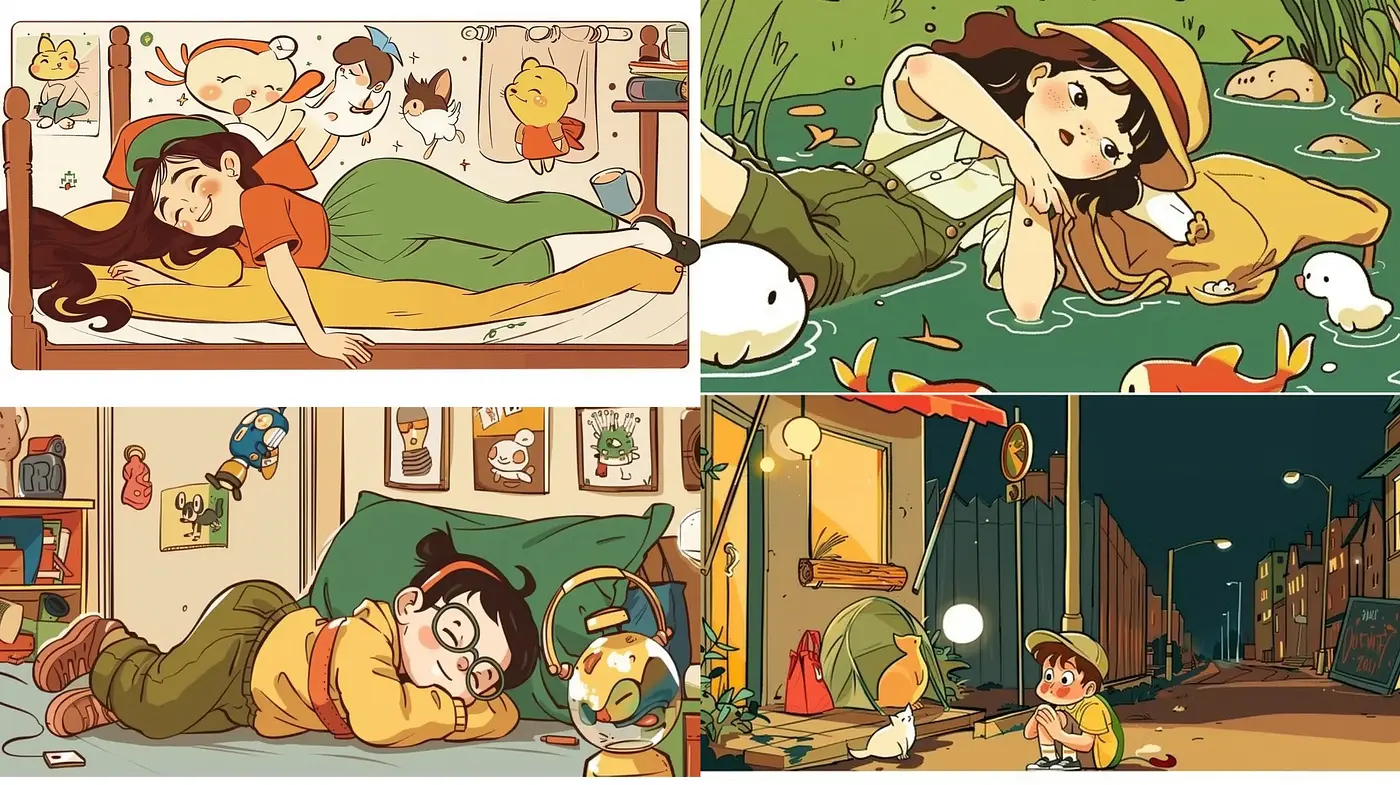 Warm and Whimsical Illustrated Vignettes with a Nostalgic Touch - Midjourney sref style
