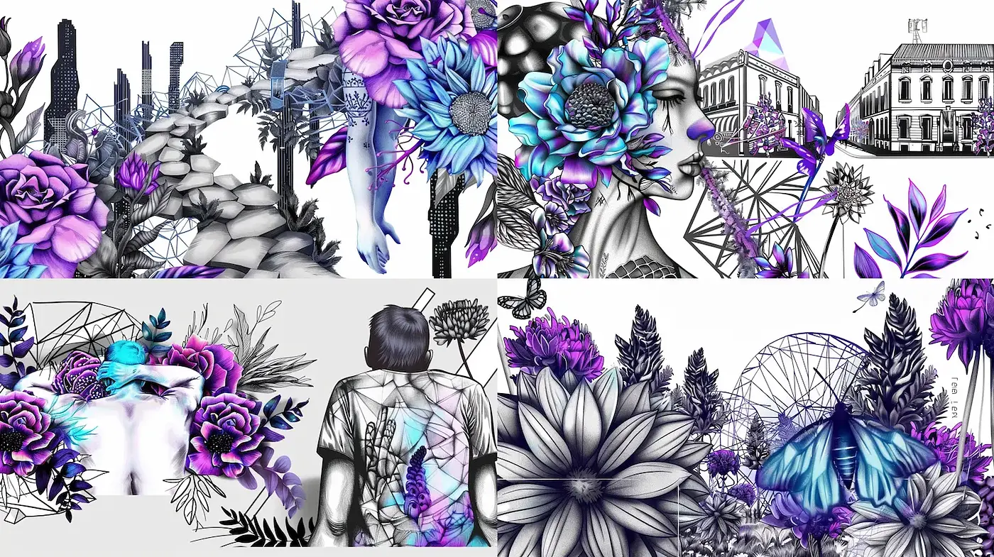Surreal Fusion of Nature and Geometry with a Modern Edge - Midjourney sref style