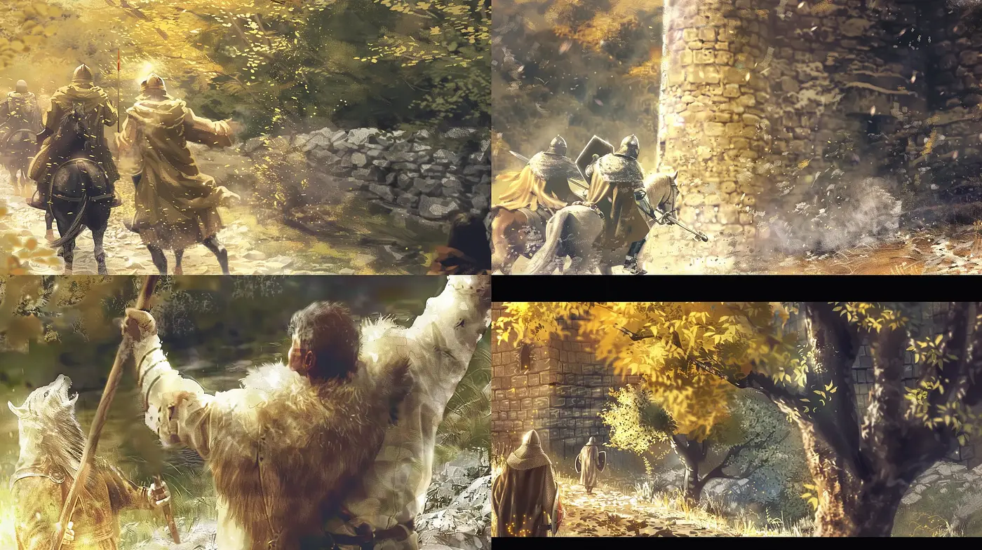 Golden Age of Adventure: A Rhythmic Dance of Earthy Tones and Luminous Highlights - Midjourney sref style