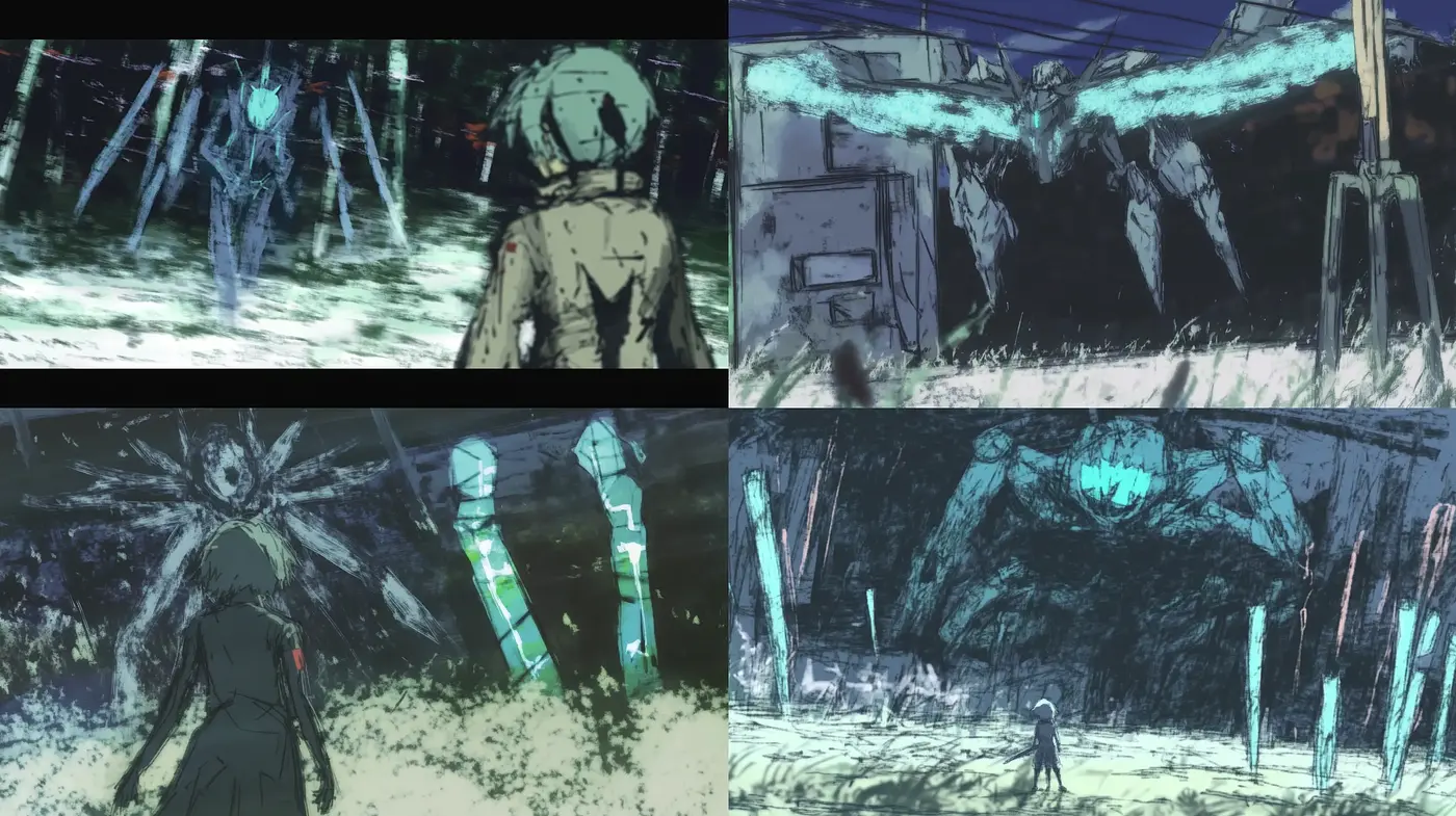 Dystopian Dreamscape: A Synthesis of Anime and Rough Textural Artistry - Midjourney sref style