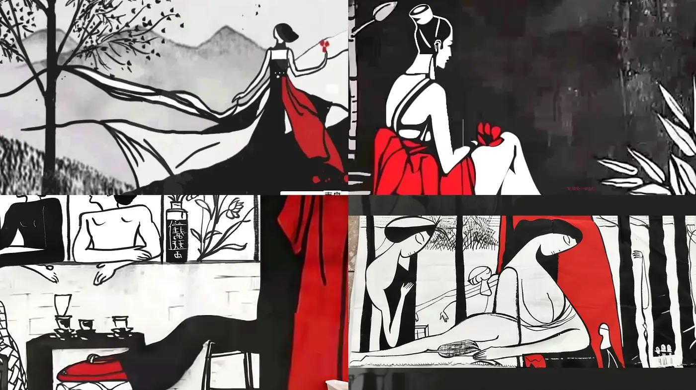 Stark Contrasts of Red and Black: A Homage to Bold Expressionism - Midjourney sref style