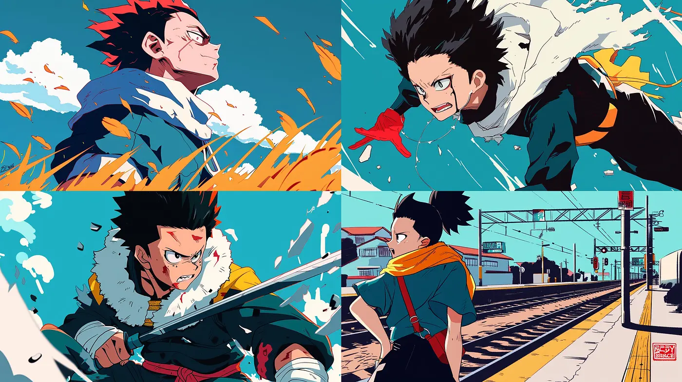 Dynamic Manga-Inspired Epoch with Vibrant Storytelling Hues - Midjourney sref style